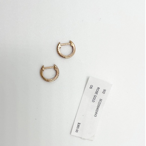 Real Diamond 14k Rose Gold Huggie Cuff Earring - Picture 3 of 12